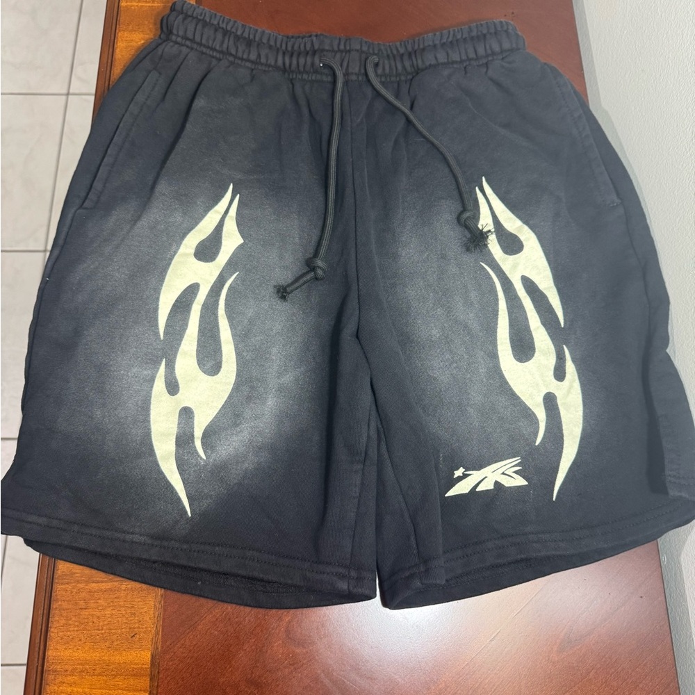 Black Flame Print Men Shorts